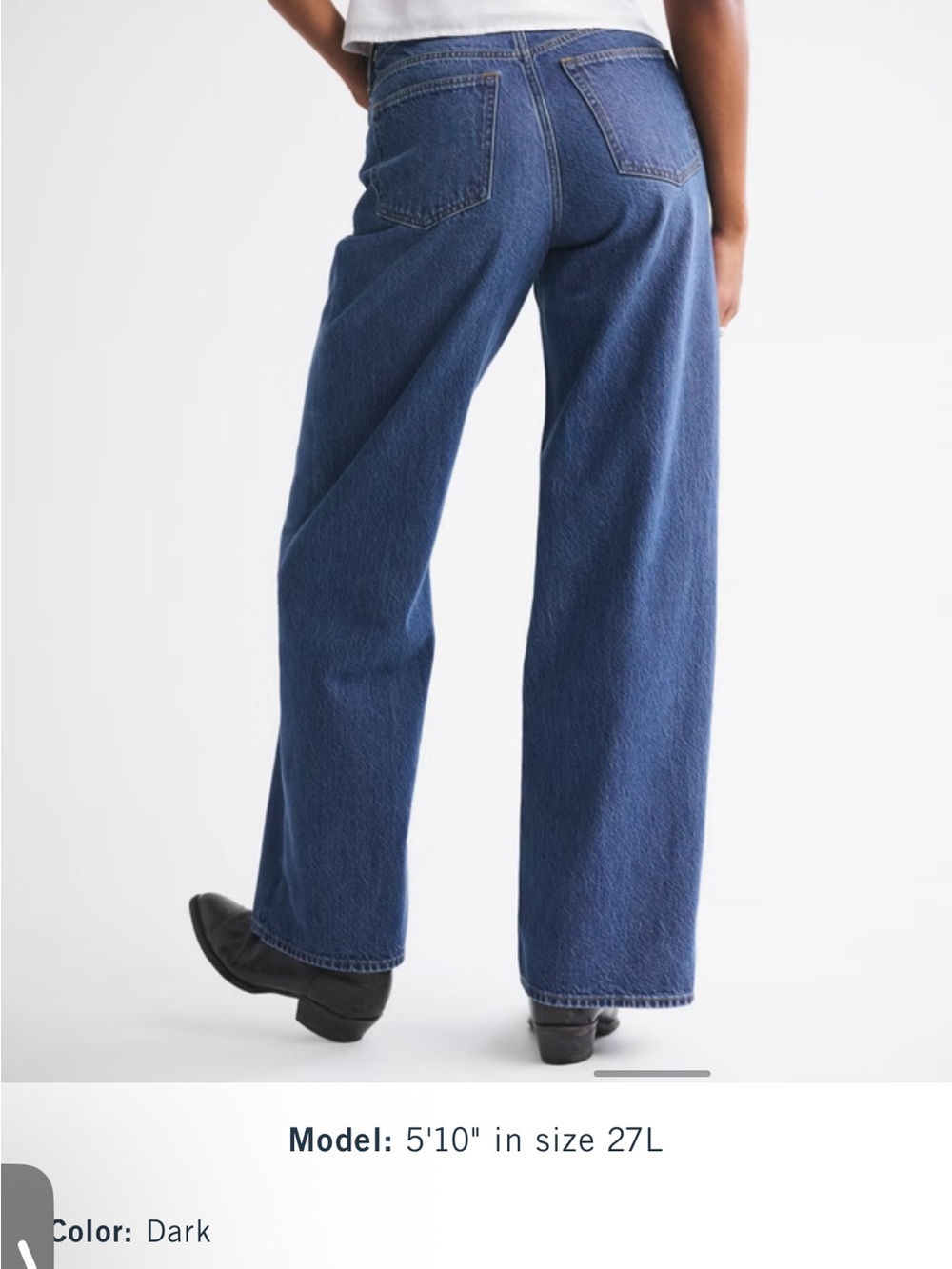 Abercrombie & Fitch Dark Blue Wide-Leg Women's Jeans - curve love - Picture 4 of 10